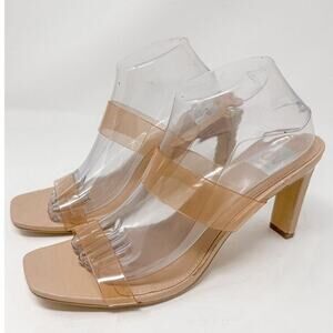NEW DV Dolce Vita Women's Nude Clear Strap Slip On Selsta Heels Sandal Size 11